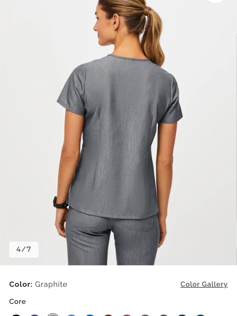 Figs Gray Jogger Scrub Set Pants with Teal Drawstring Small - Picture 4 of 15